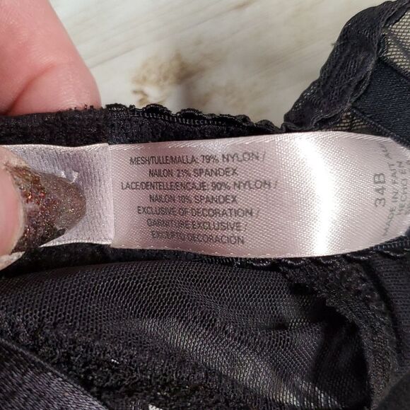 Y2K VINTAGE Victoria's Secret Sheer  Black Beige Slip Dress Keyhole Back‎ 34B - Picture 10 of 11